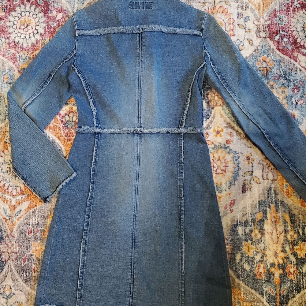 Vintage - Distressed Youngique Long Denim Coat (SMALL) - Picture 2 of 6